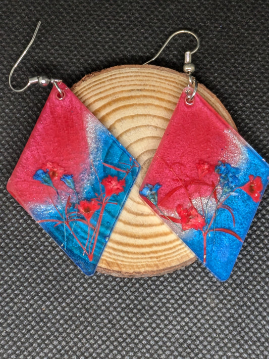 Red, White, and Blue Floral Dangles