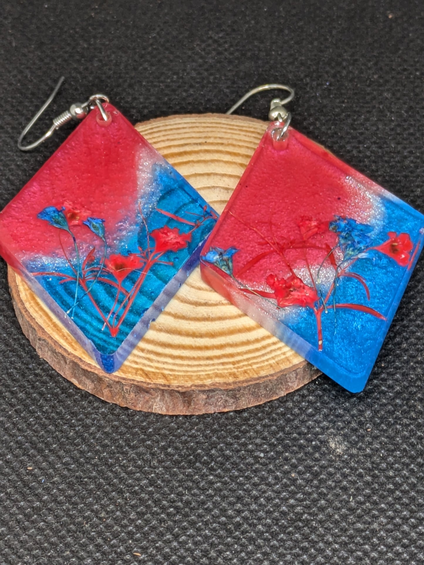 Red, White, and Blue Floral Dangles