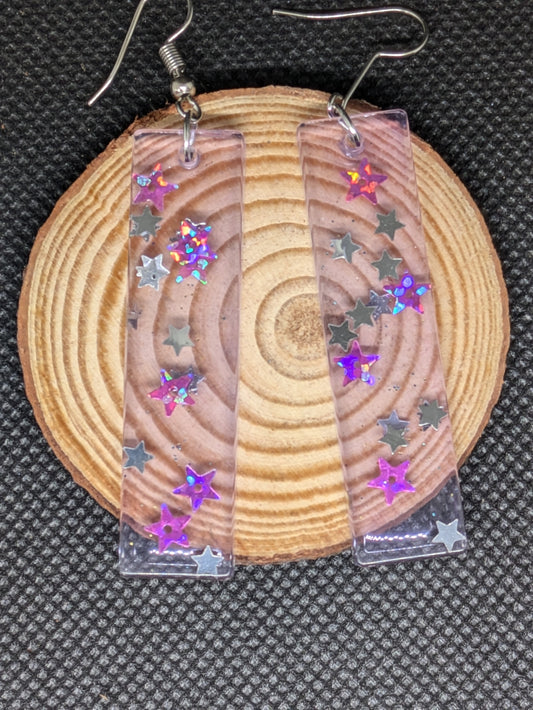 Rectangular Star Dangle Earrings