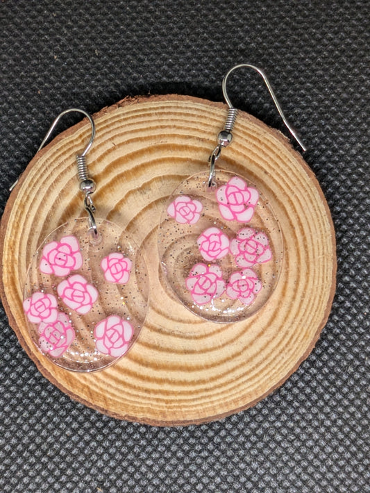 Pink Floral Dangles