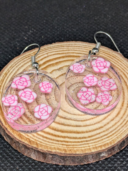 Pink Floral Dangles