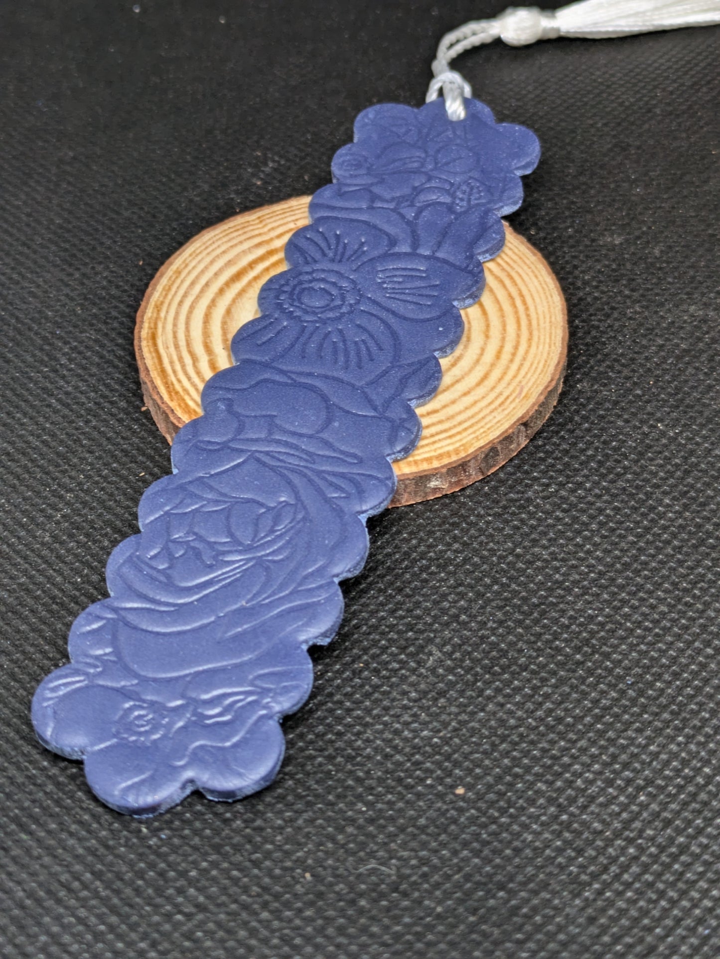 Navy Floral Bookmark