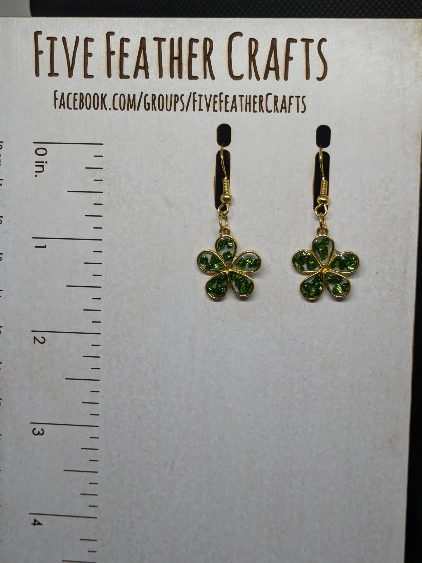 Green and Gold Floral Dangles