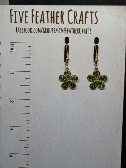 Green and Gold Floral Dangles