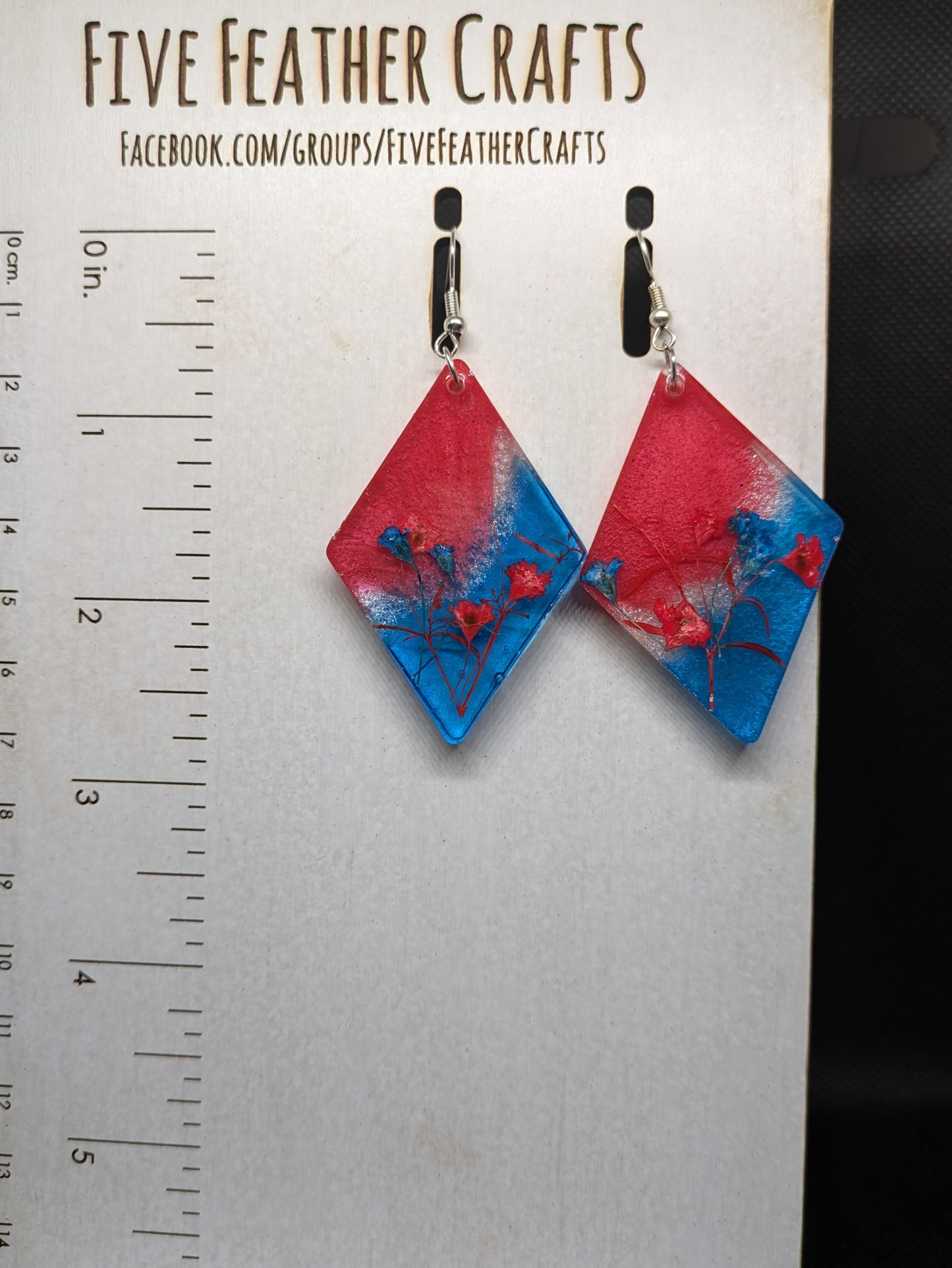Red, White, and Blue Floral Dangles