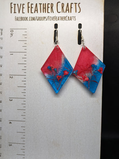 Red, White, and Blue Floral Dangles