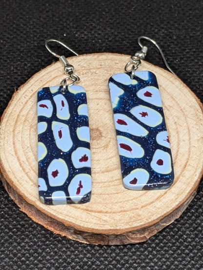 Rectangular Blue Cane Dangles