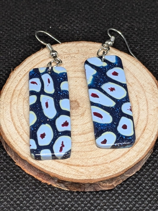 Rectangular Blue Cane Dangles