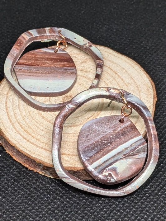 Irregular Double Circle Studs