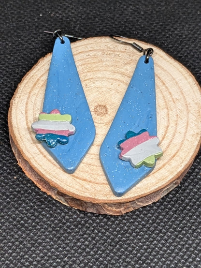 Blue Dangles with Multicolor Flowers