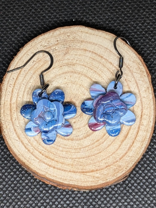 Double Layer Blue and Red Flowers