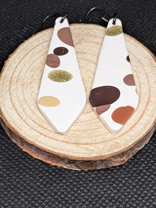 White and Brown Polka Dot Dangles