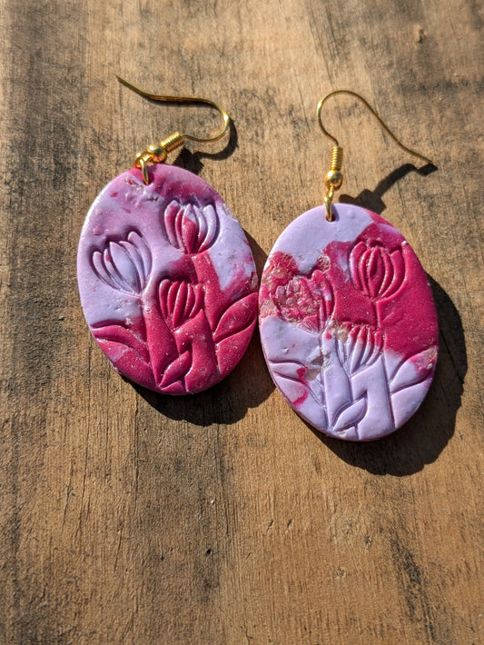 Pink and Purple Floral Dangles
