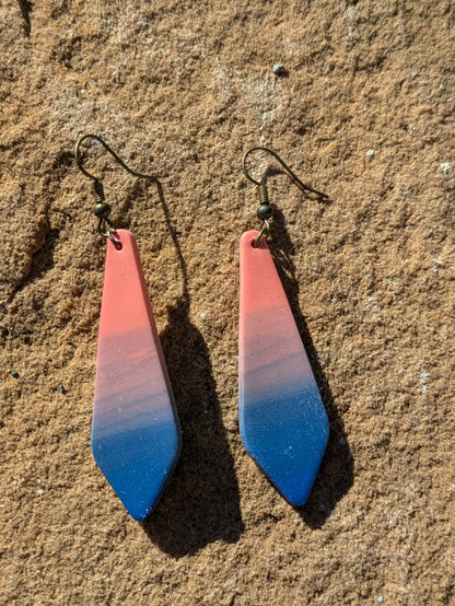 Salmon to Blue Ombre Dangles