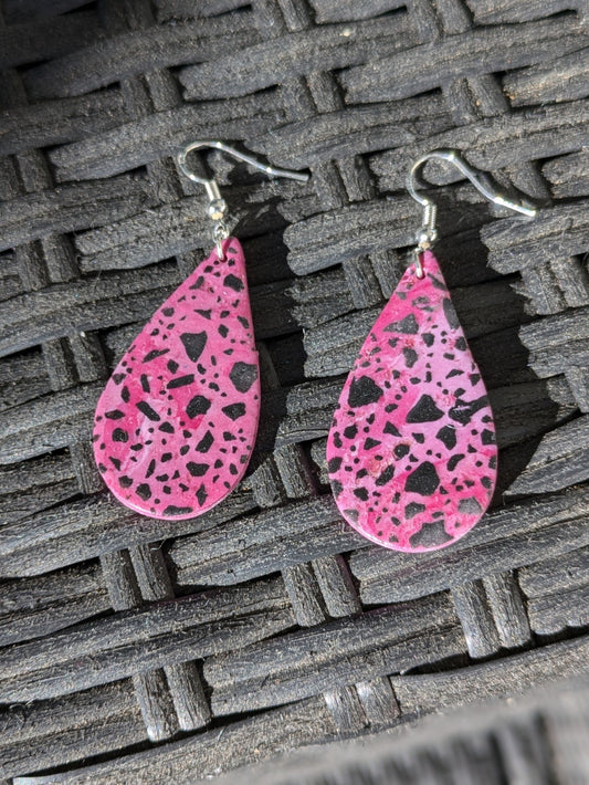 Purple and Pink Faux Cheetah Dangles