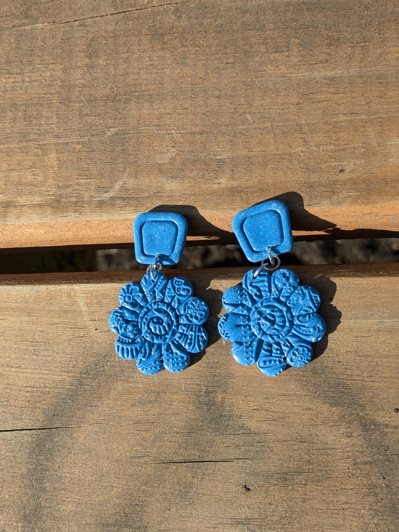 Blue Floral Stud Dangles