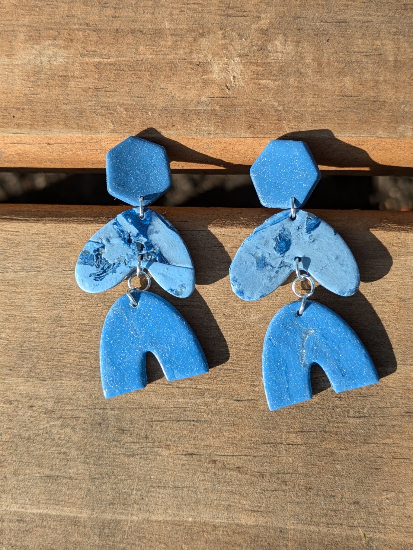Double Blue Arch Stud Dangles