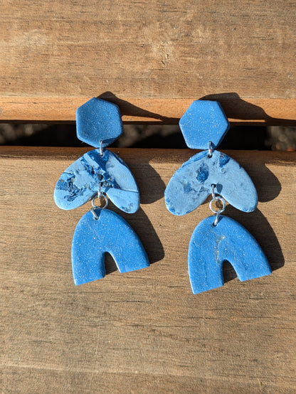 Double Blue Arch Stud Dangles