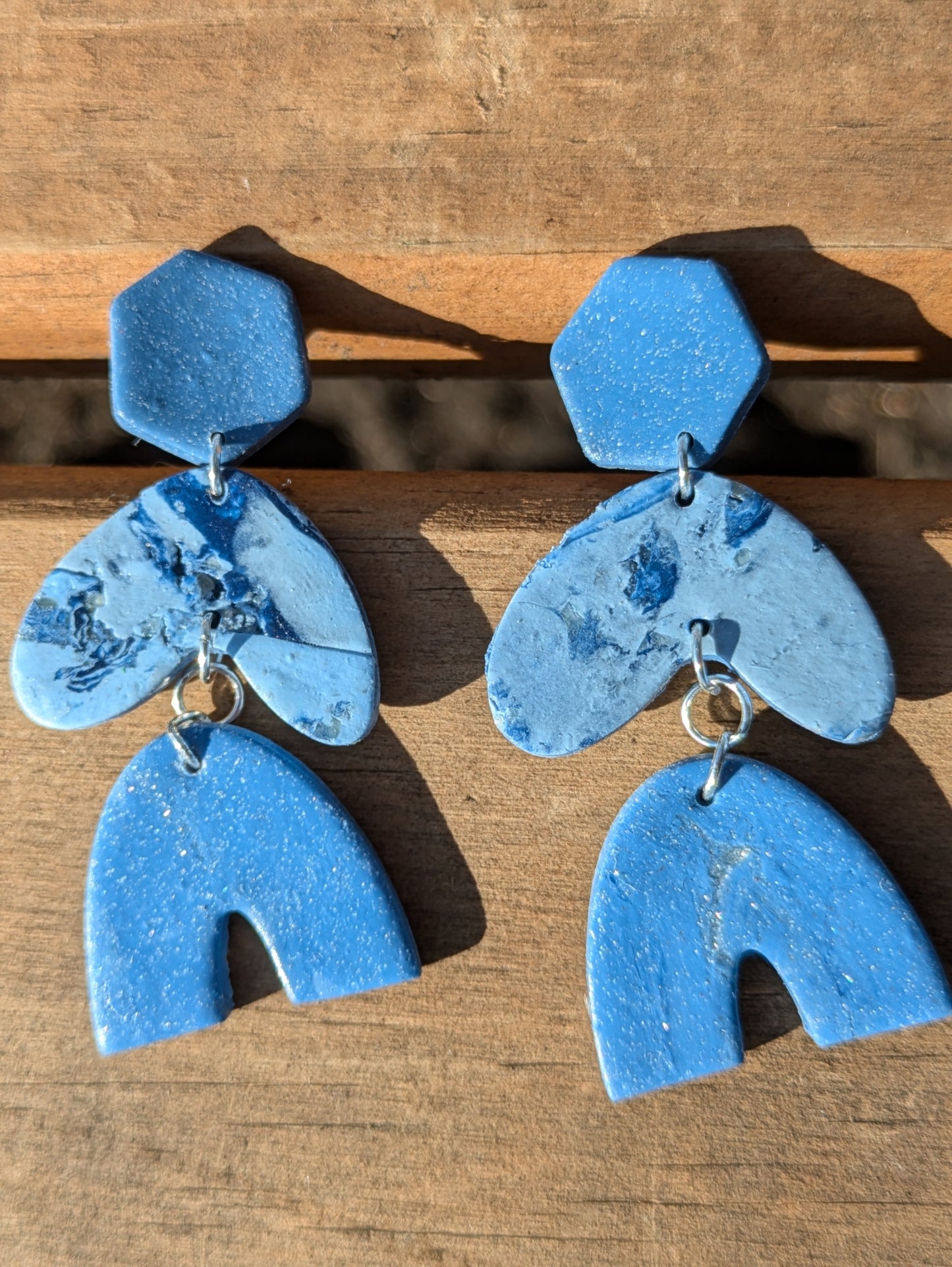 Double Blue Arch Stud Dangles