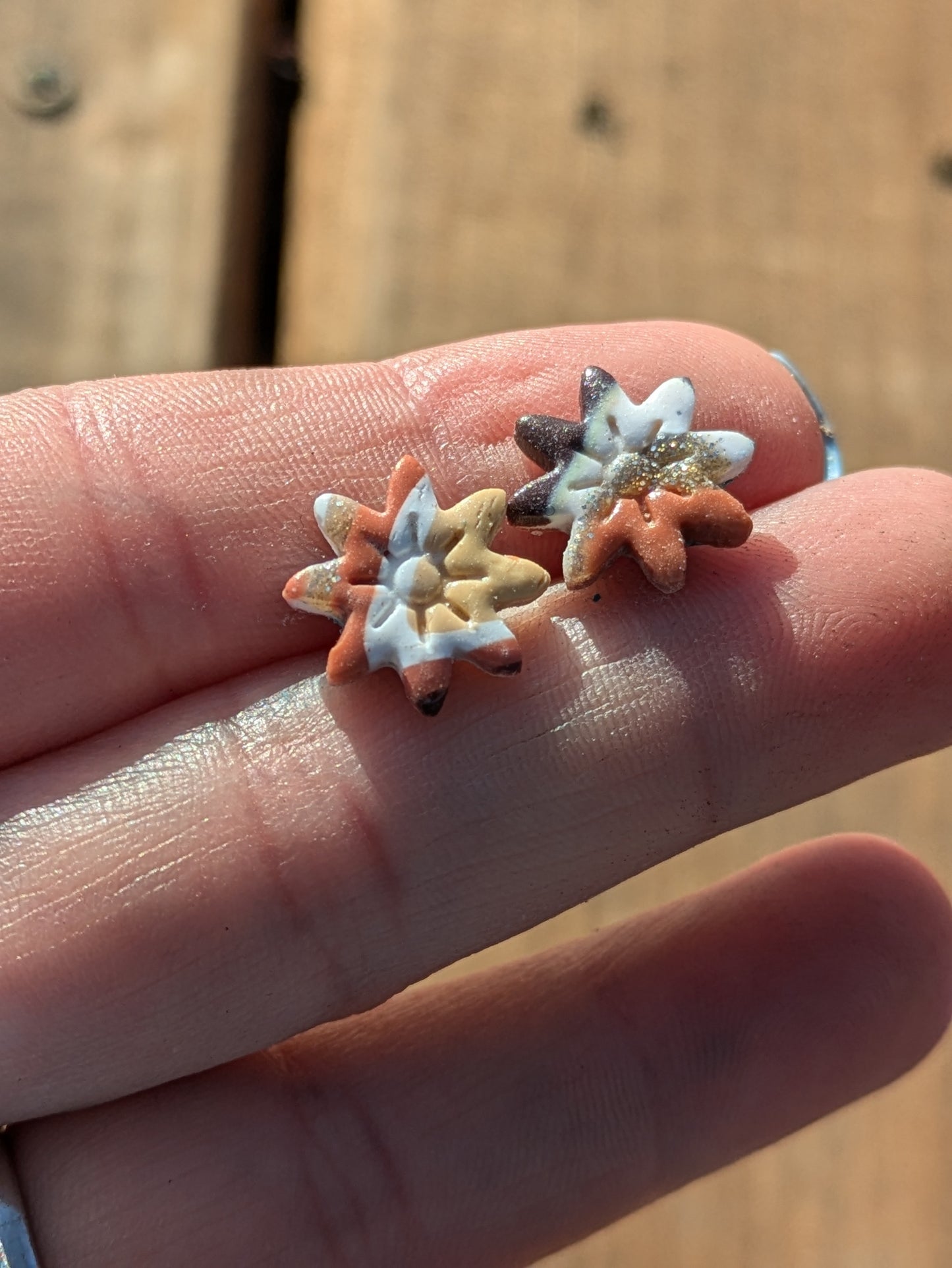 Shades of Brown Floral Studs