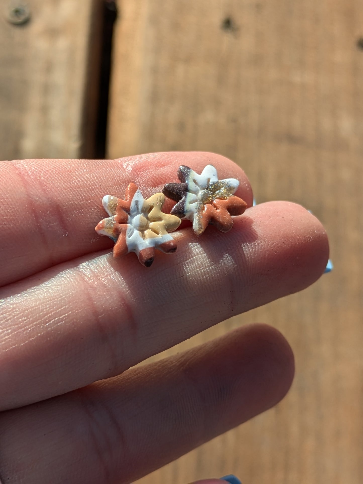 Shades of Brown Floral Studs