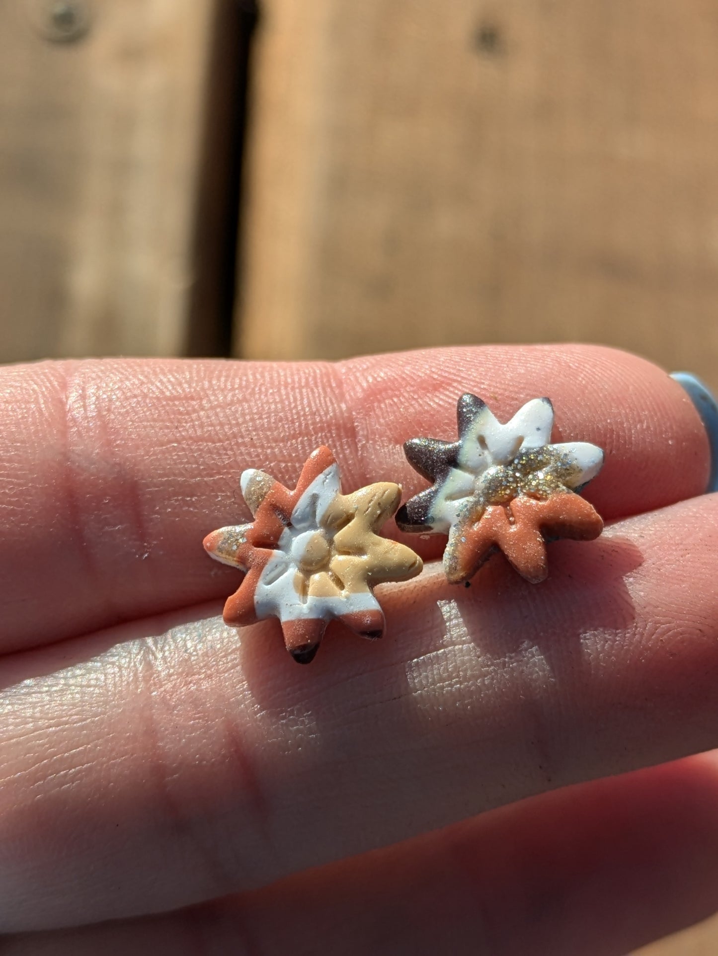 Shades of Brown Floral Studs
