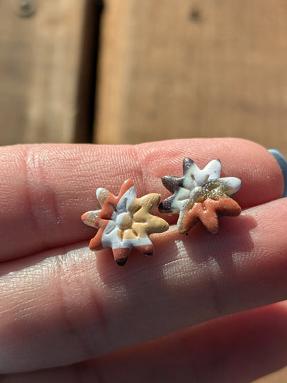 Shades of Brown Floral Studs