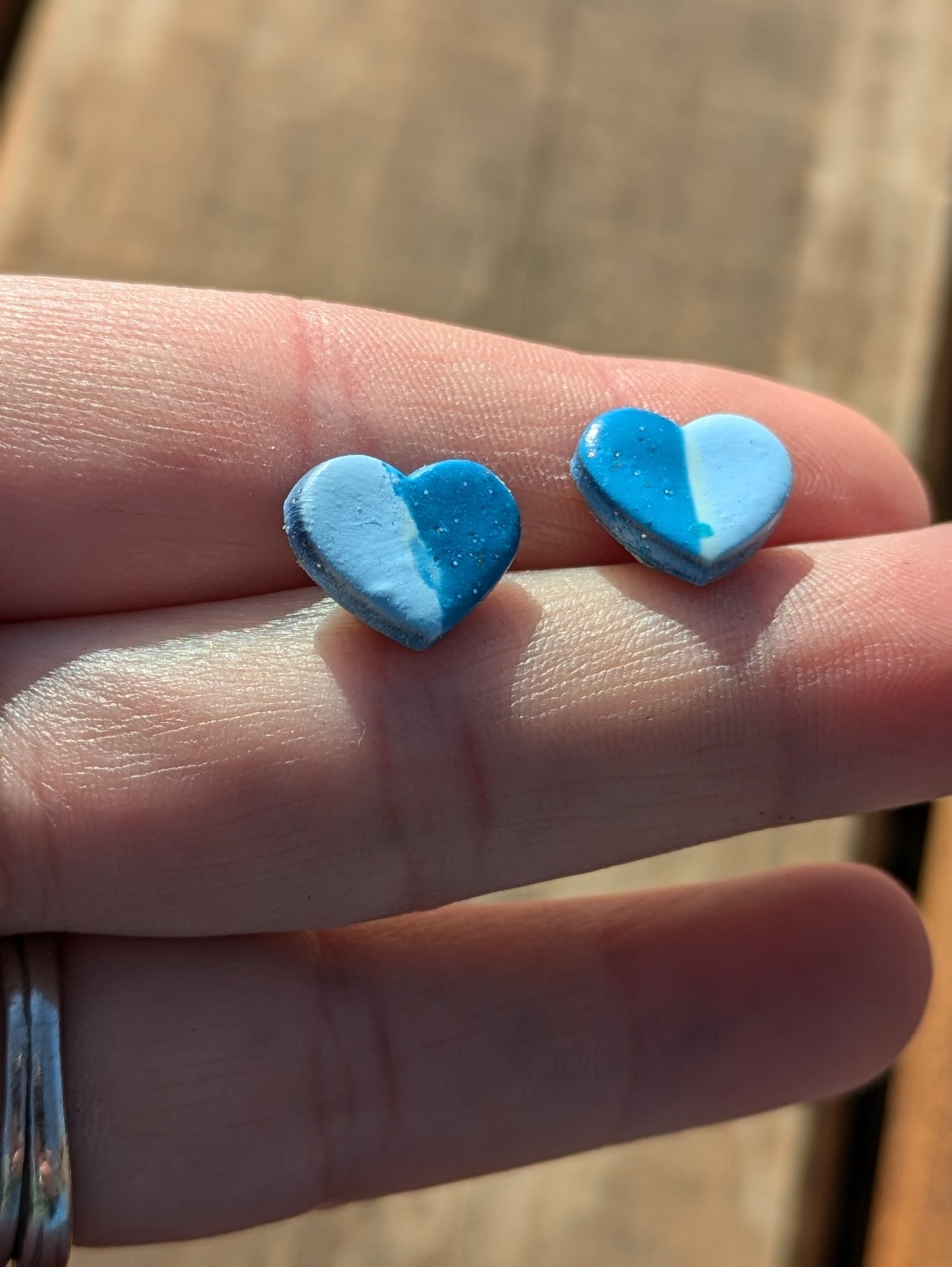 Blue Split Heart Studs