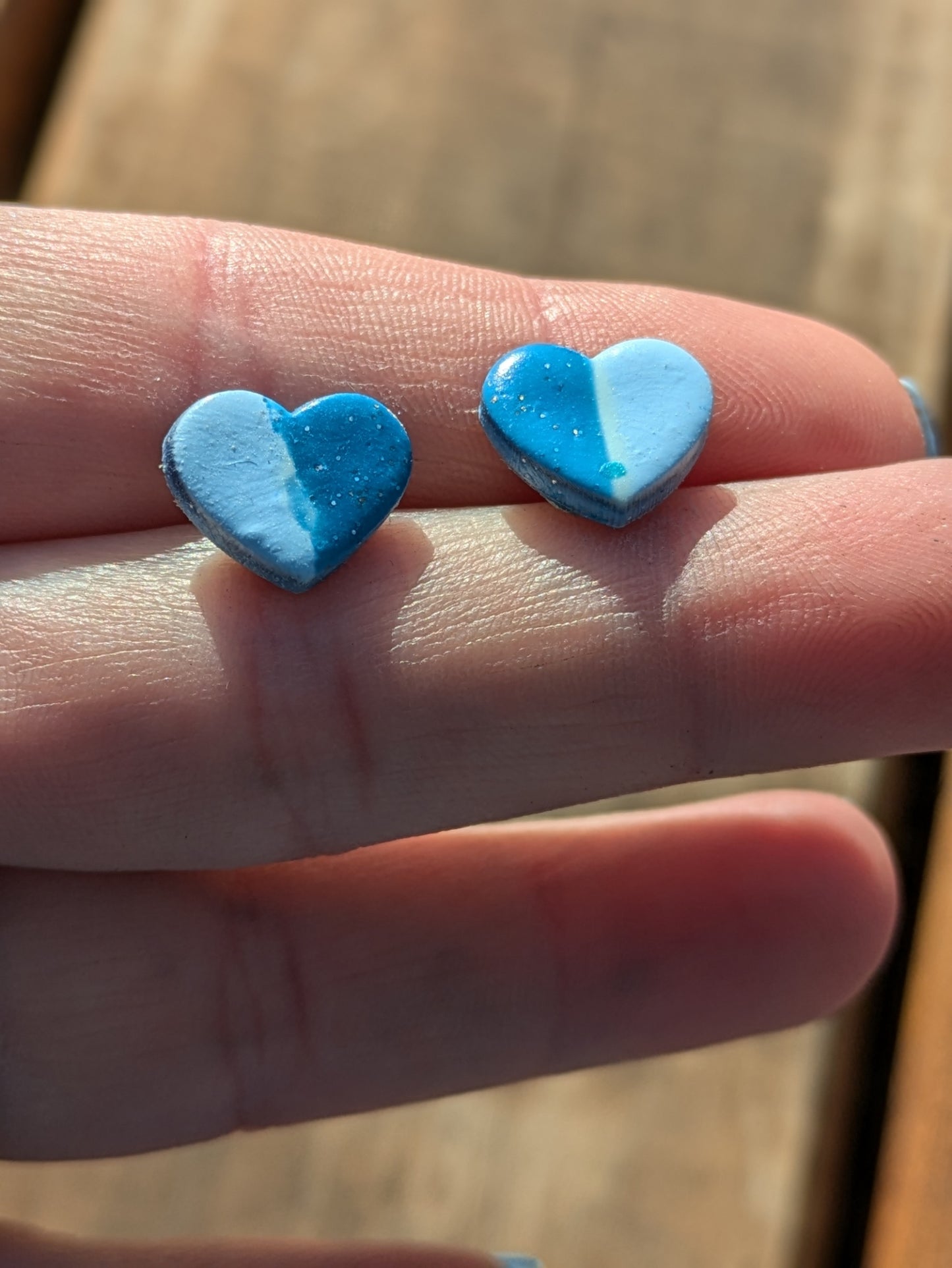 Blue Split Heart Studs