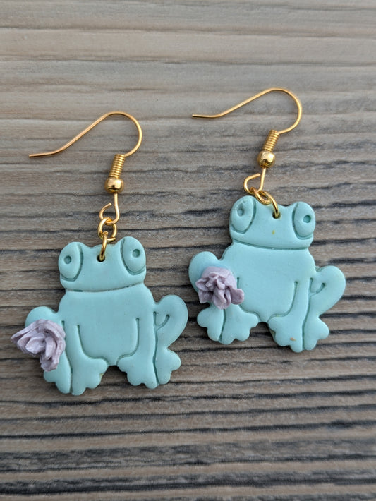 Aqua Floral Frogs