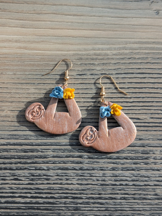 Sloth Floral Dangles