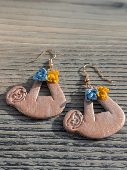 Sloth Floral Dangles