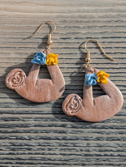 Sloth Floral Dangles
