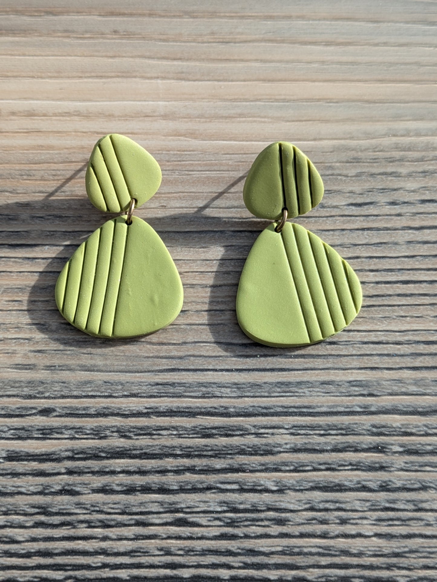 Green Stripe Stud Dangles