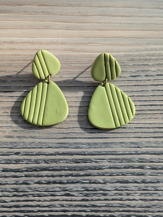 Green Stripe Stud Dangles
