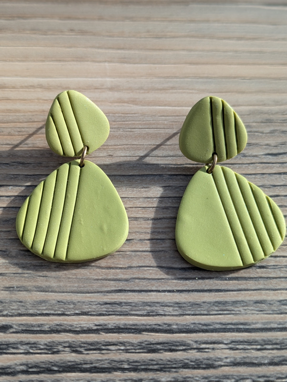 Green Stripe Stud Dangles