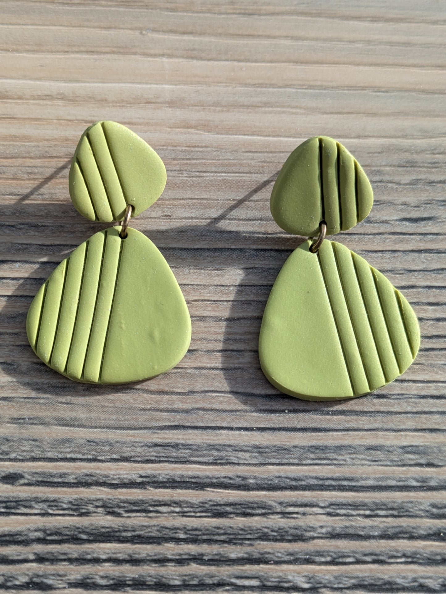 Green Stripe Stud Dangles