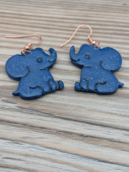 Navy Elephant Dangles