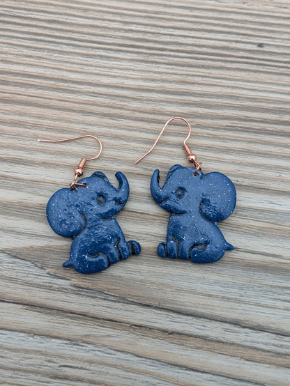 Navy Elephant Dangles