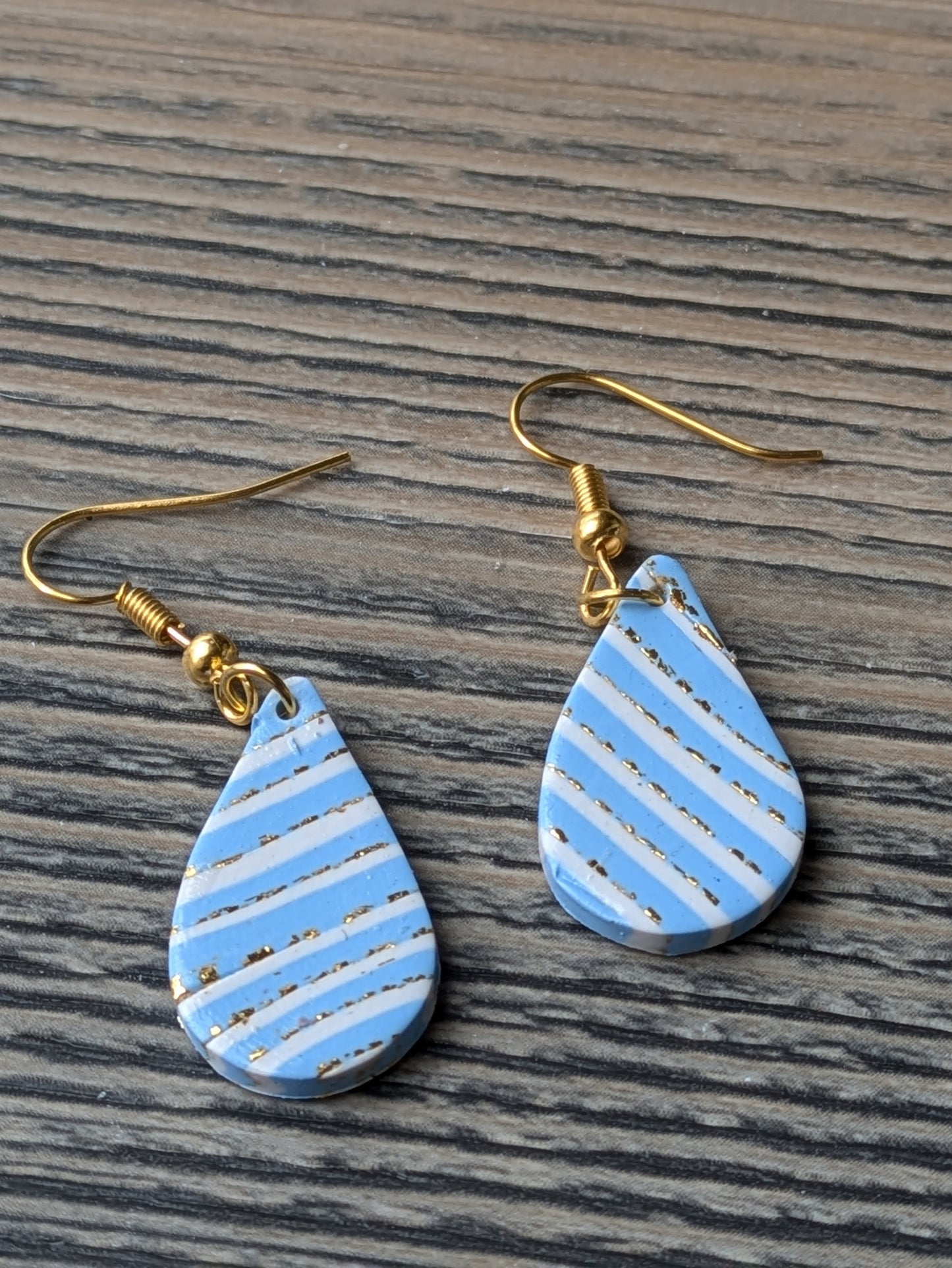 Light Blue and White Teardrop Dangles