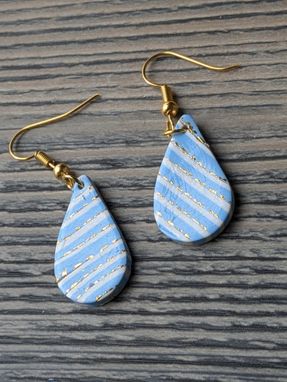 Light Blue and White Teardrop Dangles