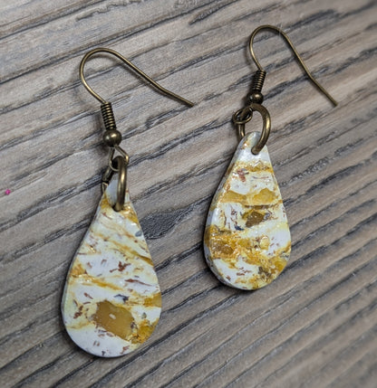 Yellow and White Marbled Dangles