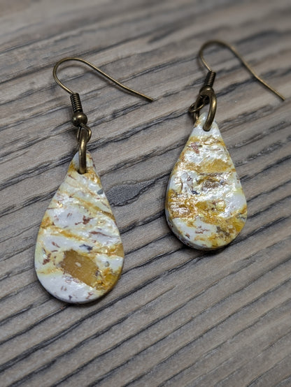 Yellow and White Marbled Dangles