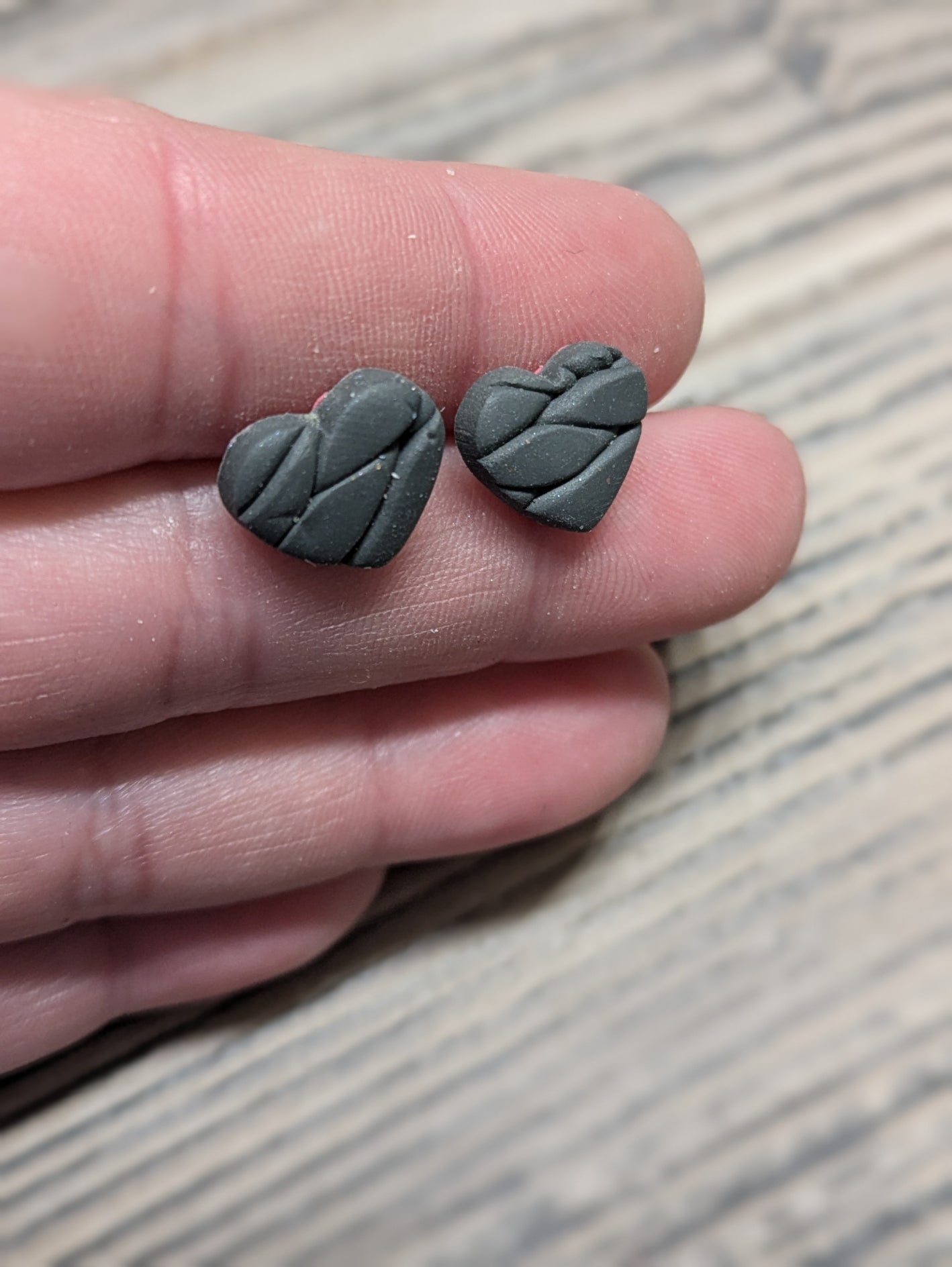 Knit Heart Studs