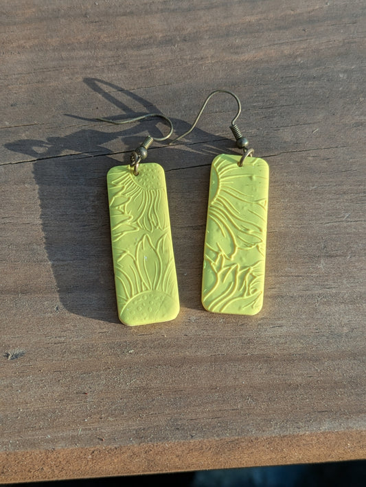 Yellow Sunflower Print Dangles
