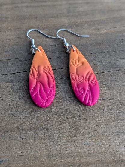 Ombre Teardrop Floral Dangles