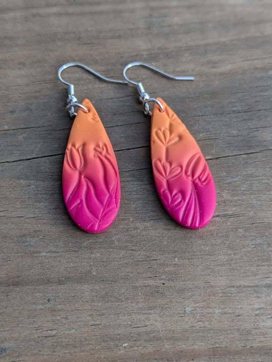 Ombre Teardrop Floral Dangles