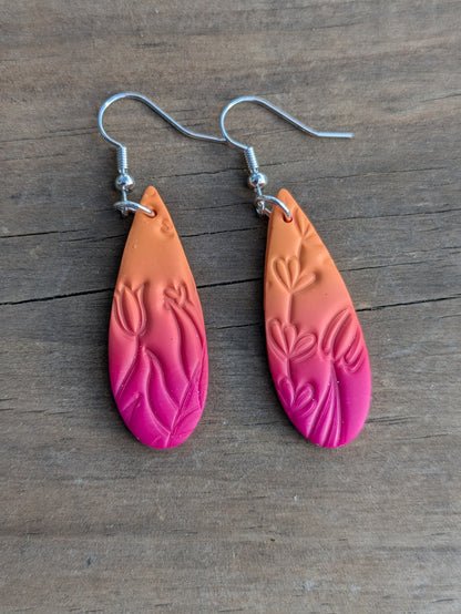 Ombre Teardrop Floral Dangles