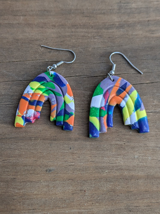 Rainbow Swirl Arch Dangles