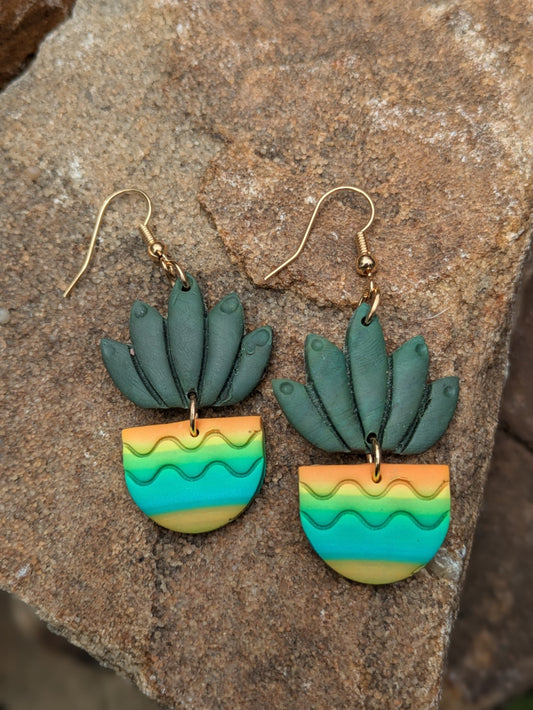 Succulent in Multicolor Pot Dangles